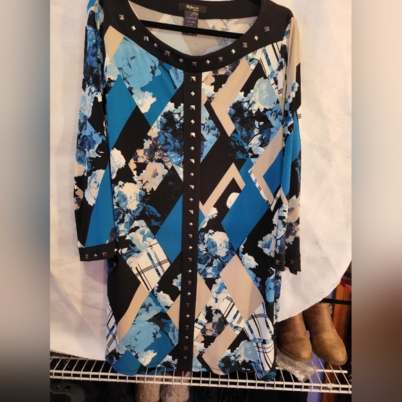 Retro look blue and black dress - Picture 1 of 5